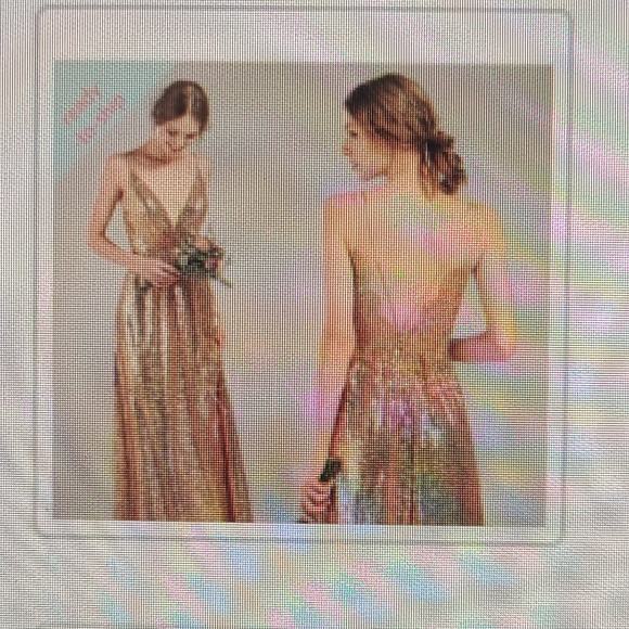 Floor length, gold sequin, open back gown - Picture 3 of 3